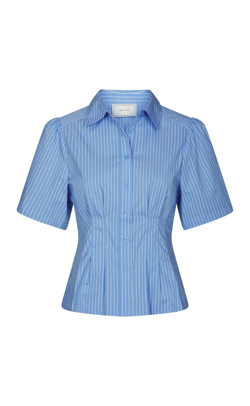 Neo Noir Skjorte - Balara Stripe Poplin - Light Blue