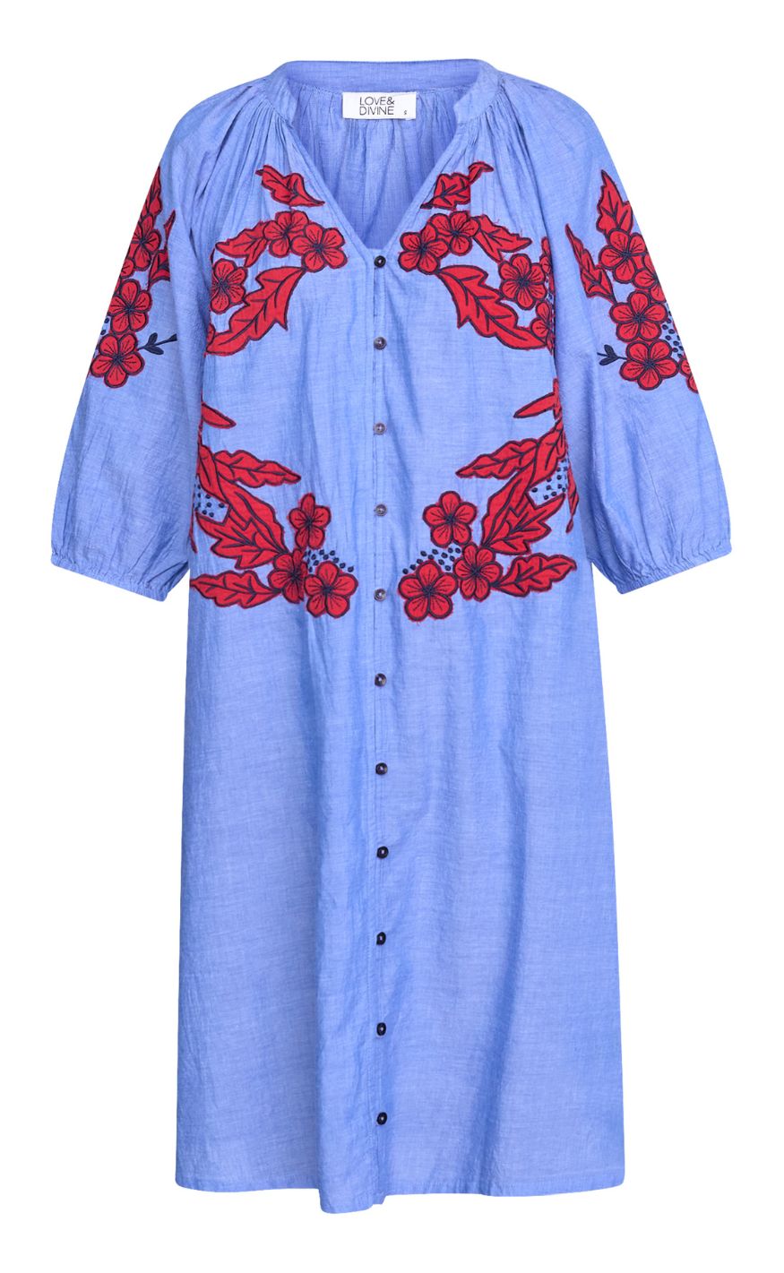 Love & Divine Kjole - Love1576 - Blue Dream/Red