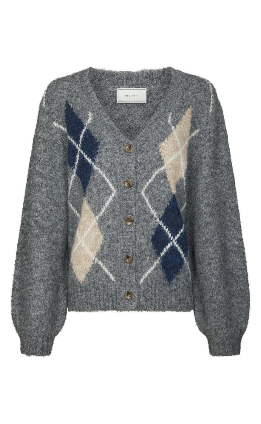 Neo Noir Cardigan - Beleney Small Check Fluff - Dark Grey