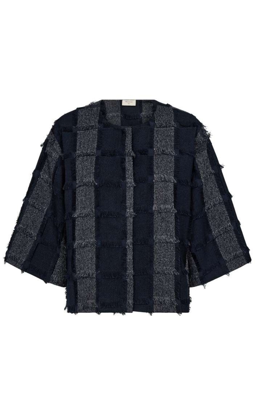 Freequent Jakke - Jolene - Navy Blazer w. Star Off-white