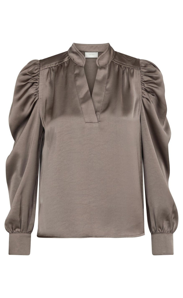 Neo Noir Bluse - Rosslyn Heavy Sateen - Warm Grey