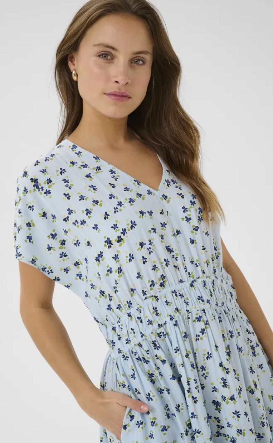 Culture Kjole - Puglia Gally Long - Blue flower