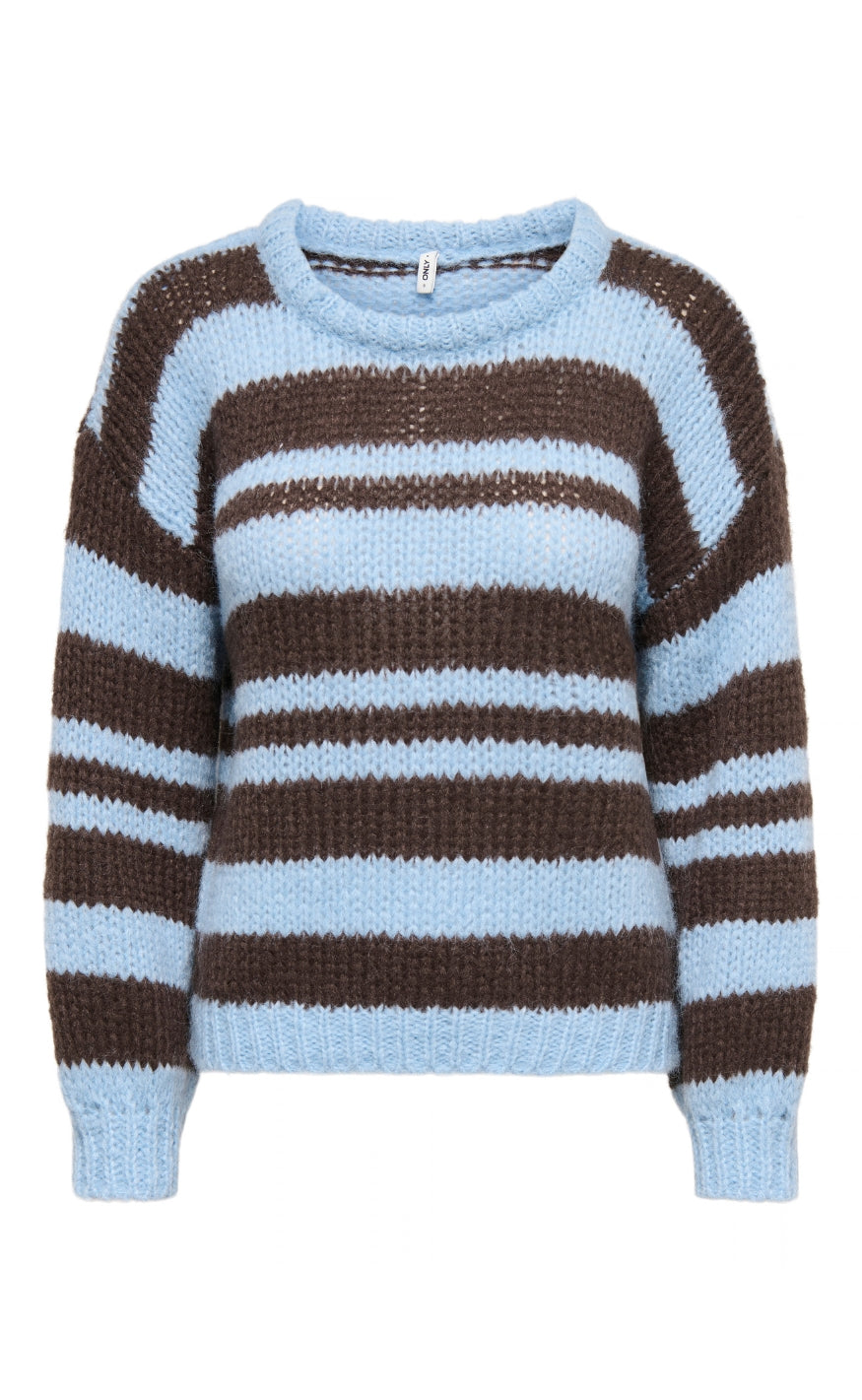 ONLY Genser - Nordic - Dusty Blue Block/Coffee Bean