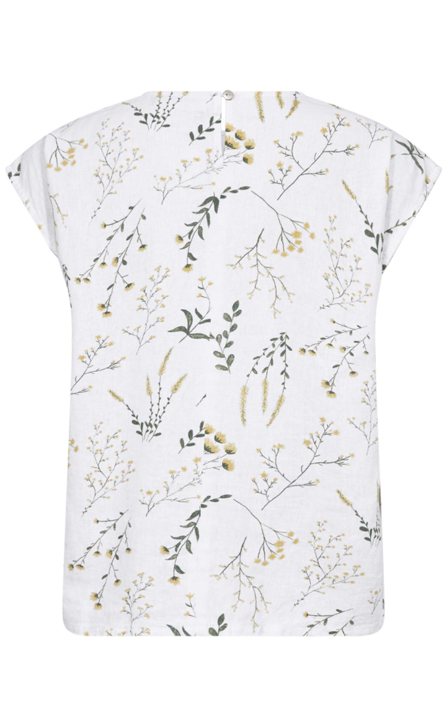 Freequent Bluse - Laluna - Brilliant White w. Golden Haze