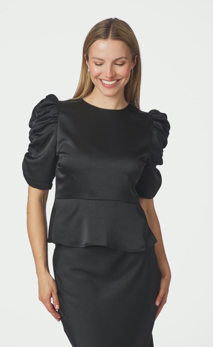 Neo Noir Bluse - Benua Heavy Sateen - Black