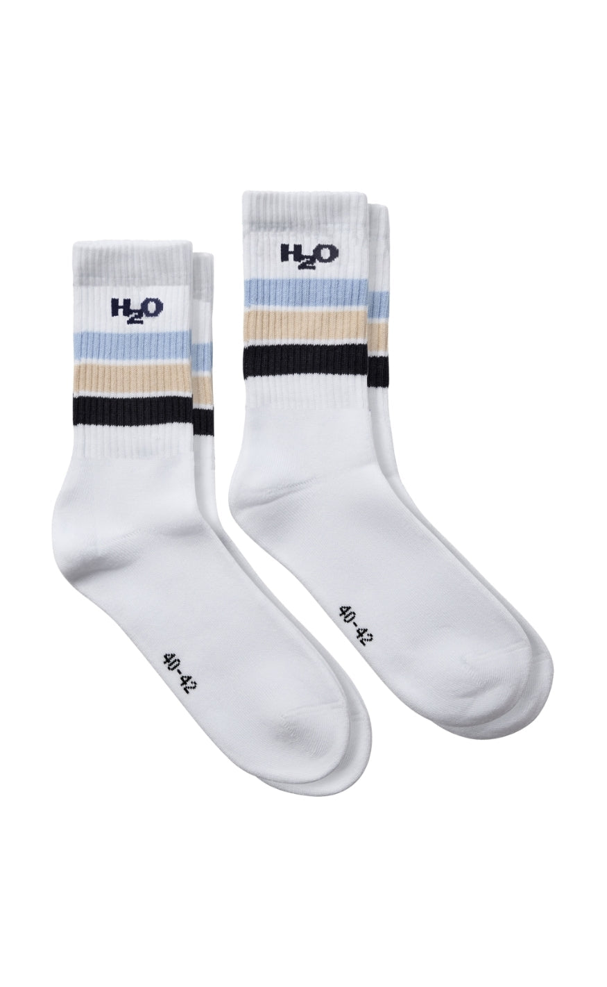 H2O Strømper - Classic Sock 2-pack - White/Light Blue/Navy