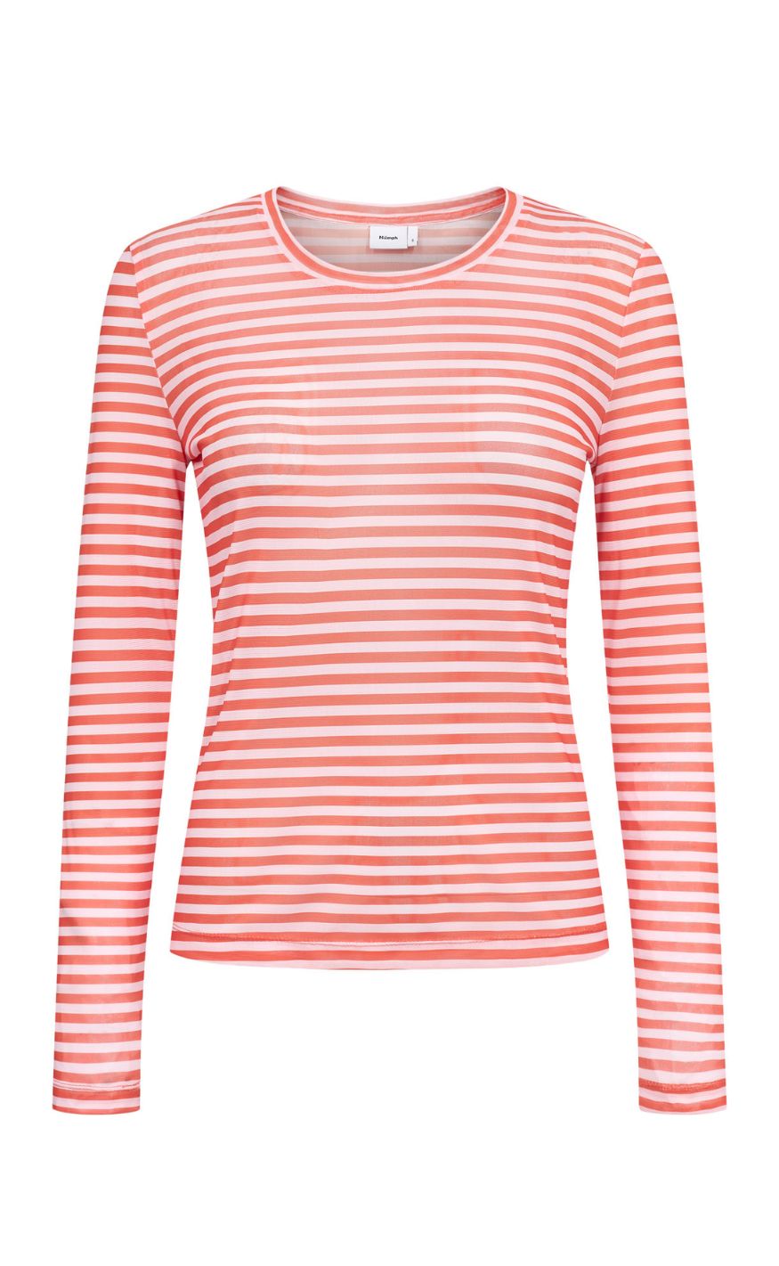 Nümph Bluse - Sine Striped Mesh - Pink Lady