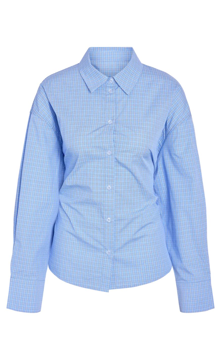 Noisy May Skjorte - Frida L/S button Tie Back -  Blue Bell White