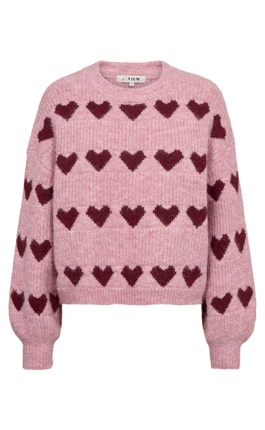 A-View Pullover - Heart - Bordeaux Rose