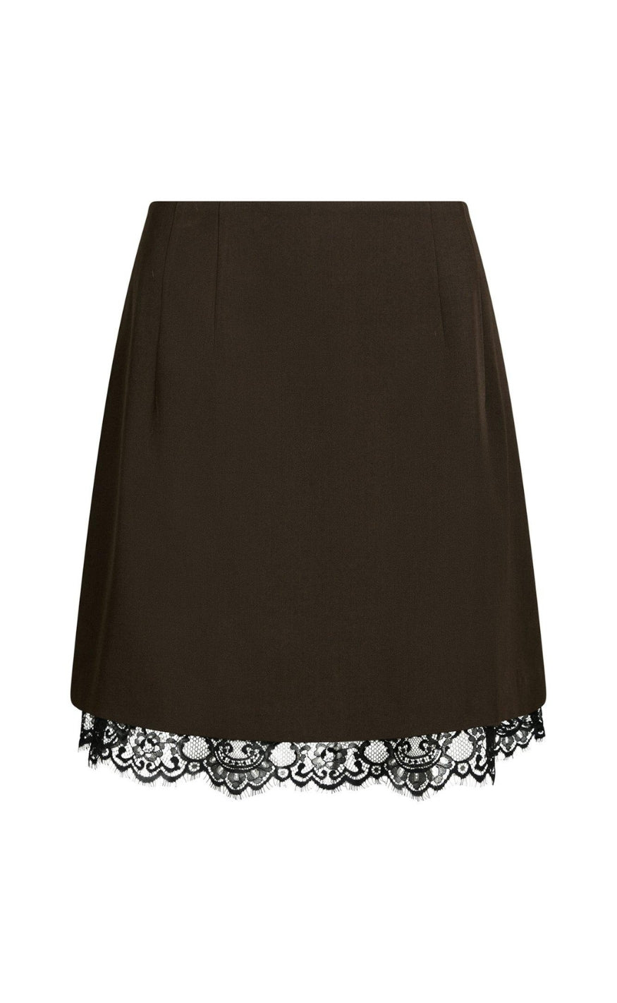 Neo Noir Skjørt - Brigitte Structure Lace - Dark Brown