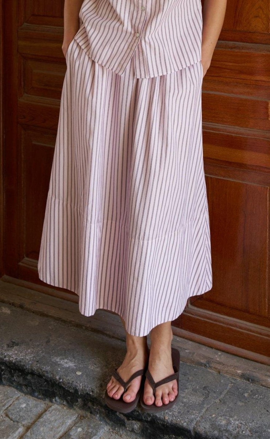 Neo Noir Skjørt - Yara Long Double Stripe - Rose