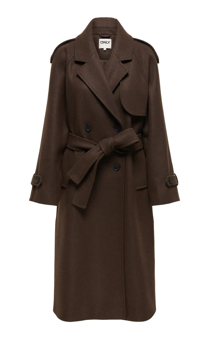 ONLY Kåpe - Dear Long - Chocolate Brown Melange