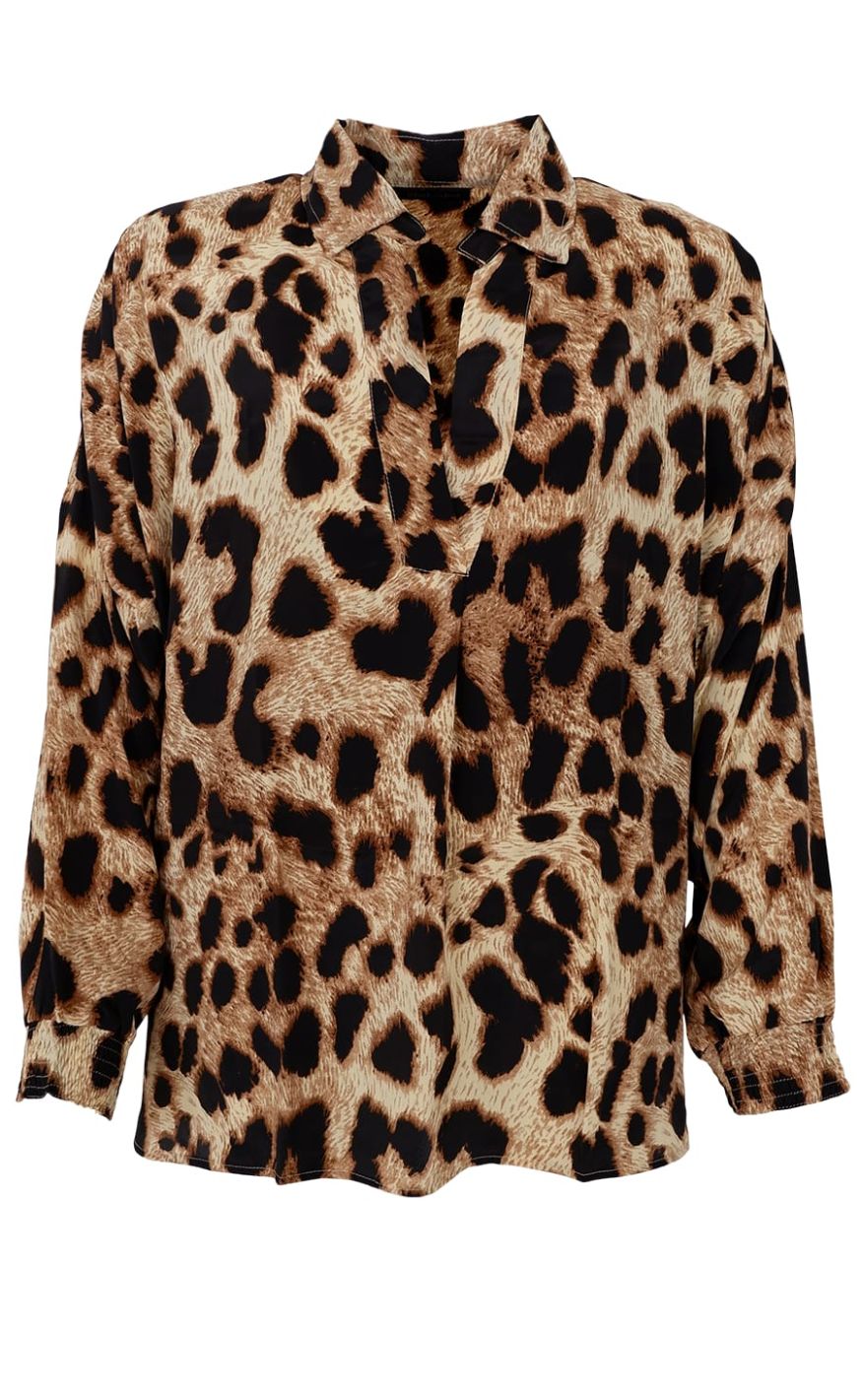 Black Colour Bluse - Luna - Golden Leopard