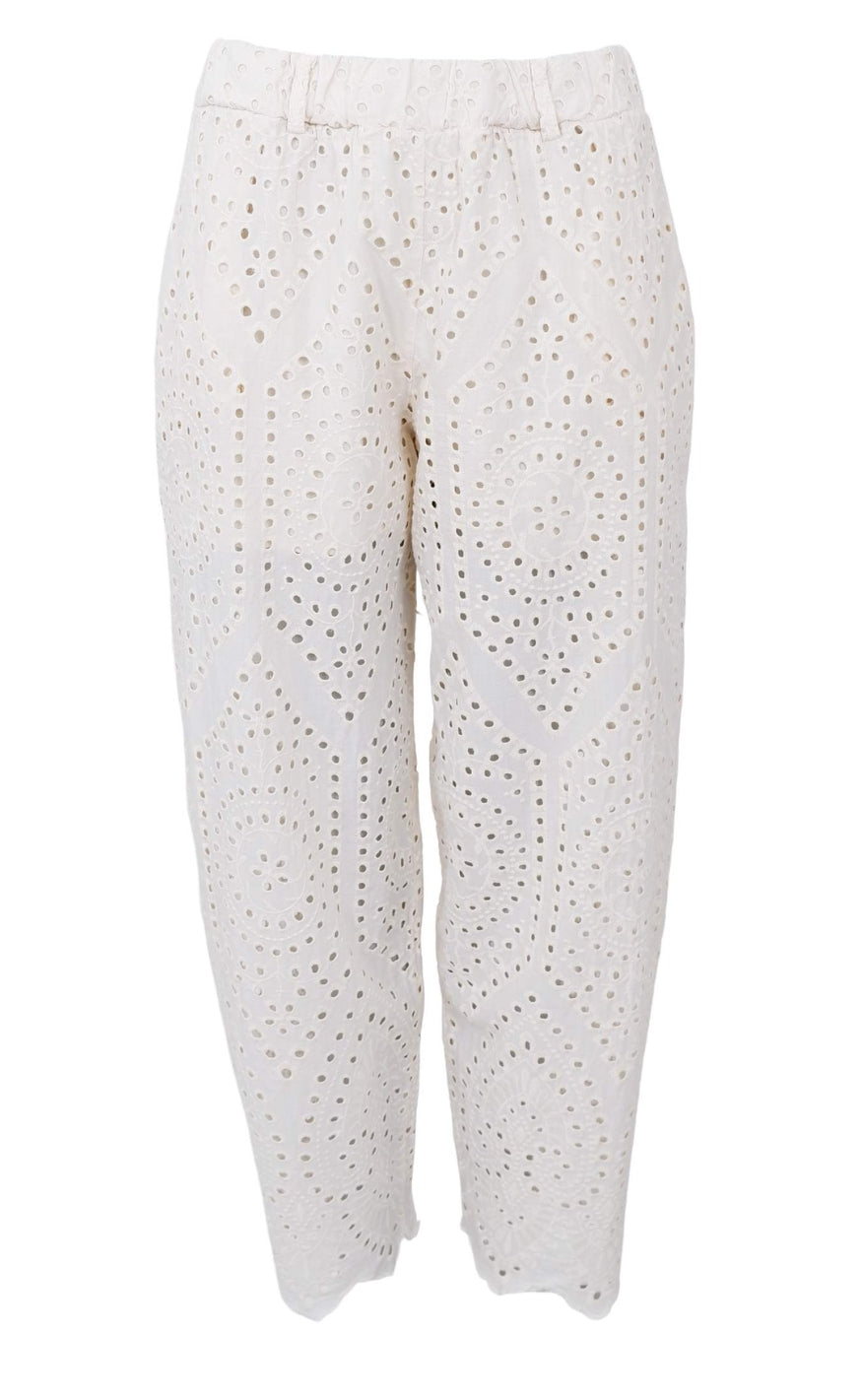 Black Colour Bukser - Frey Barrel Lace - Creme