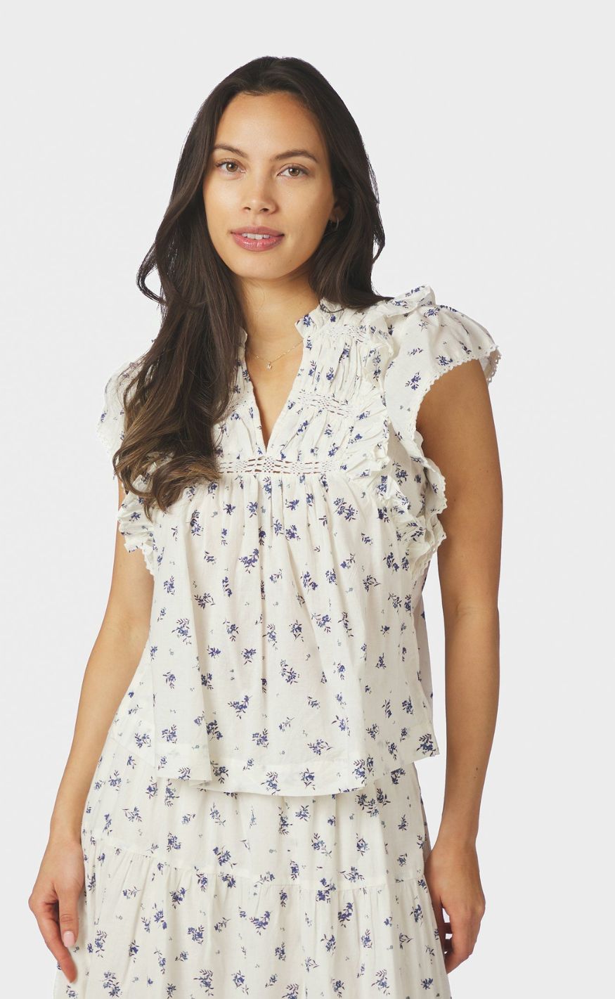 Neo Noir Topp - Jayla Small Blossom - White Blue