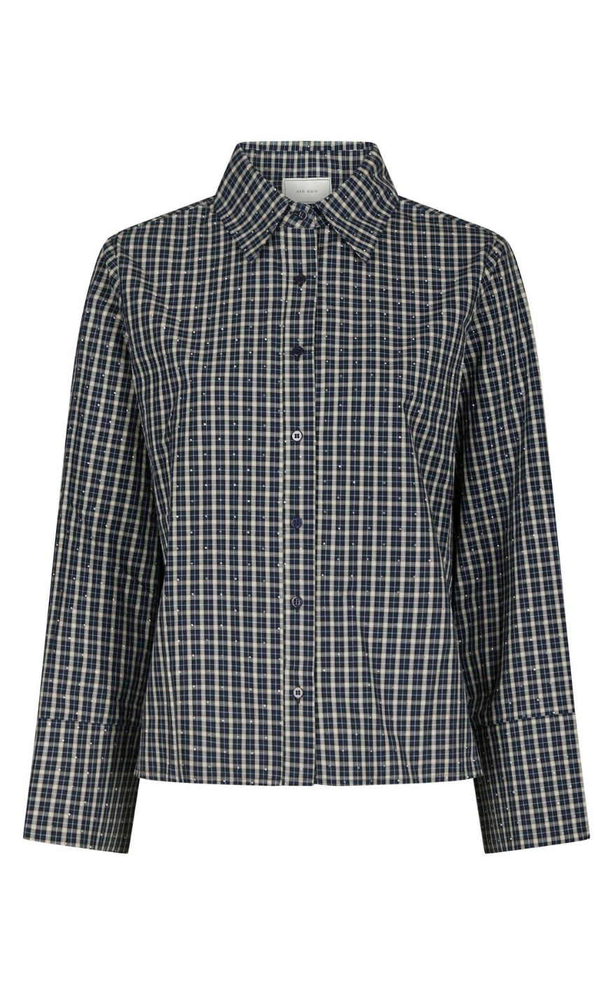 Neo Noir Skjorte - Dre Check Bedaz - Dark Blue