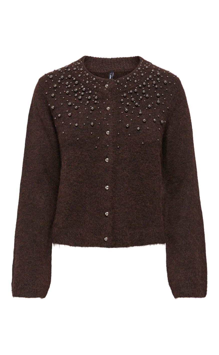 Only Cardigan - Miggie - Coffee Bean Melange/Silver Metal Pearl