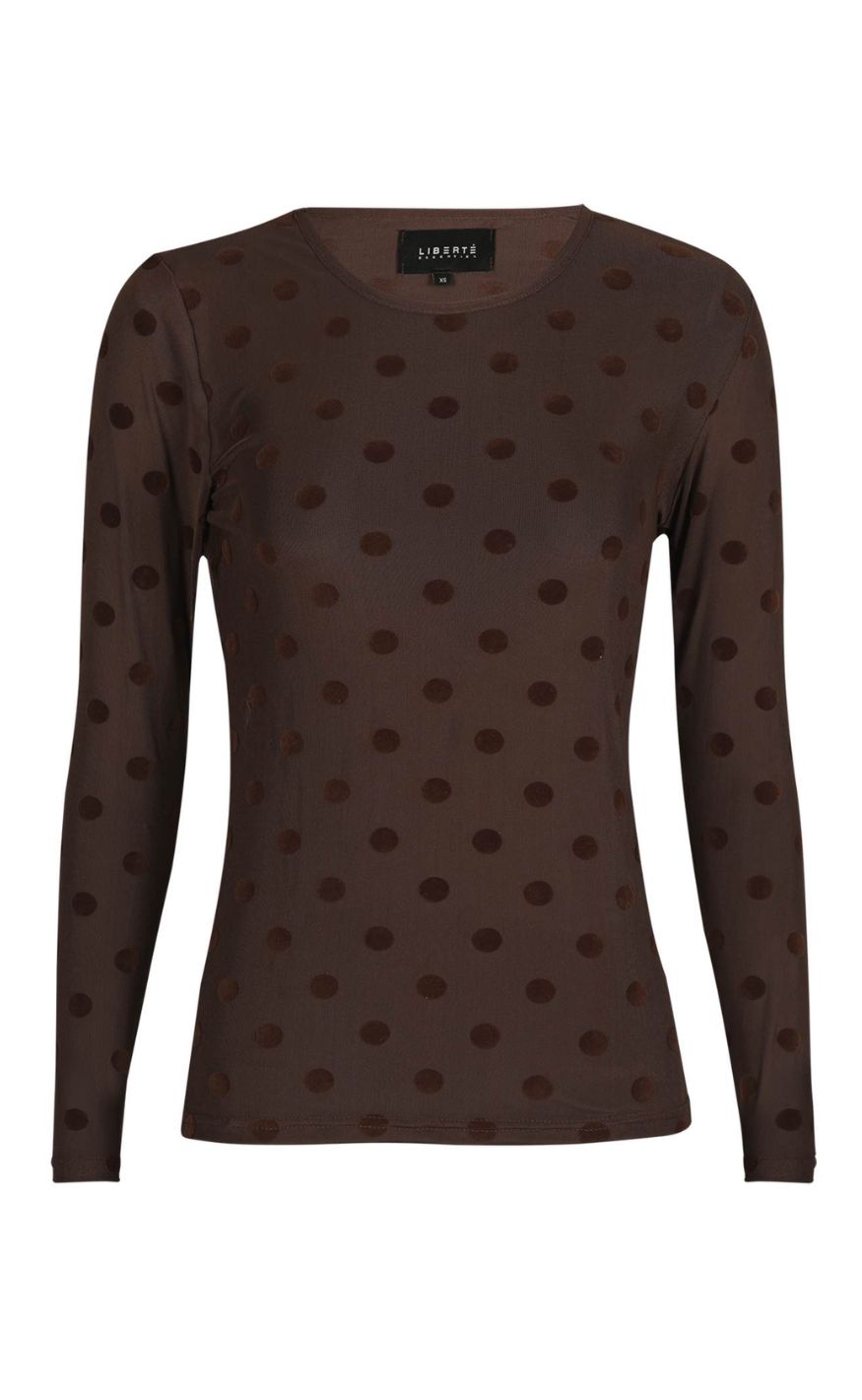 Liberte Bluse - Mesh - Dark Brown Big Flock Dot