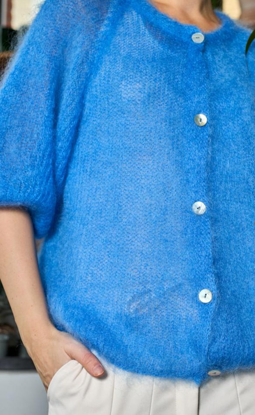 Black Colour Cardigan - Bjoerk Patent - Sky Blue