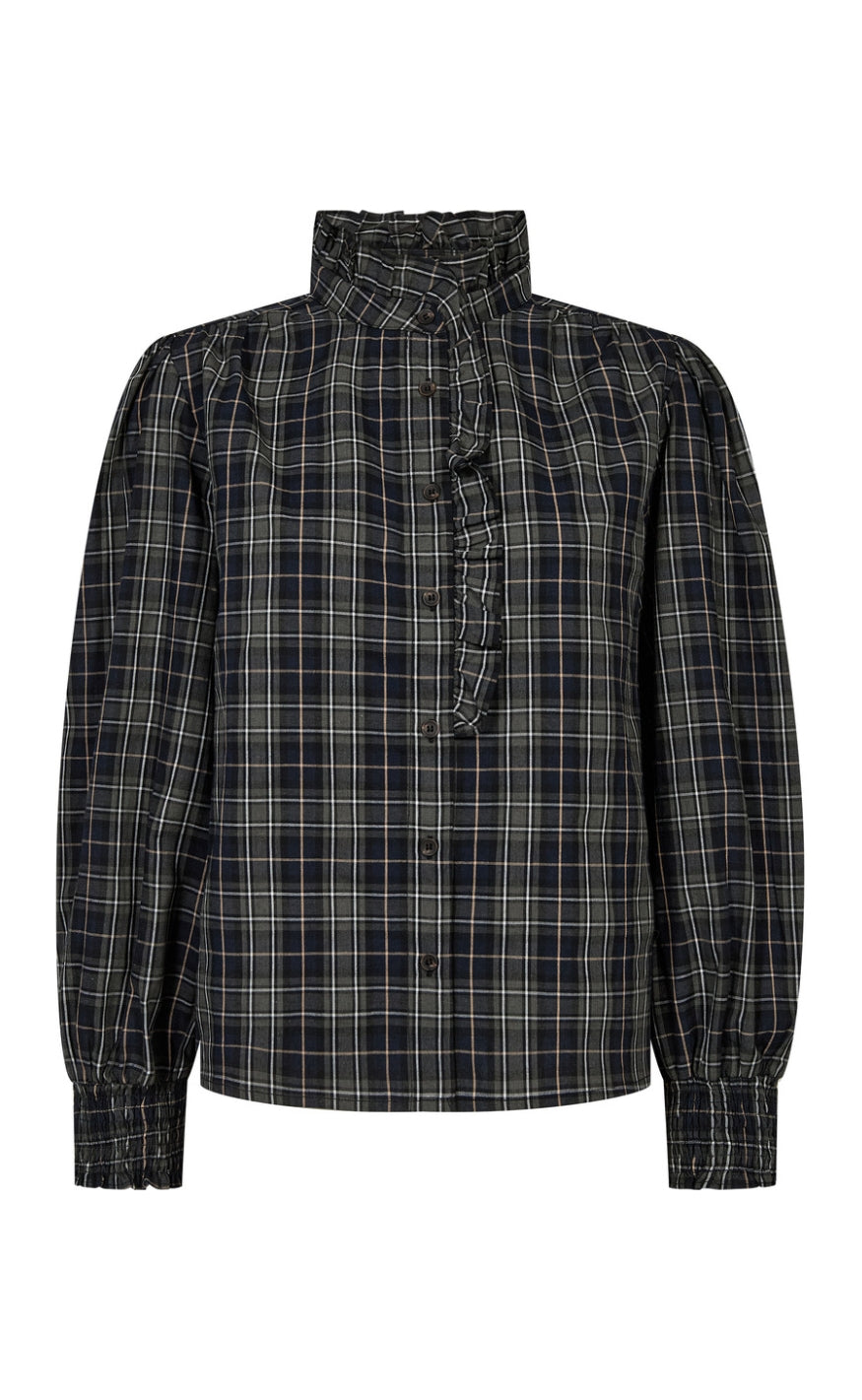 A-View Skjorte - Clova Check - Army/Black