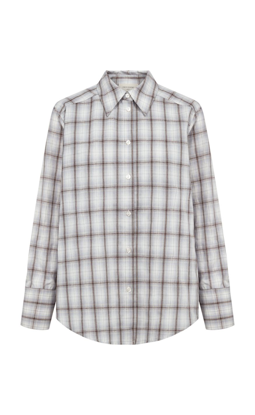 Freequent Skjorte - Mika - Star Off-white w. Baby Blue