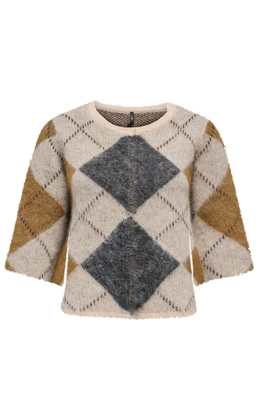 ONLY Genser - Noeme SS - Oatmeal Argyle/DGM/Breen/Bracken/Mel
