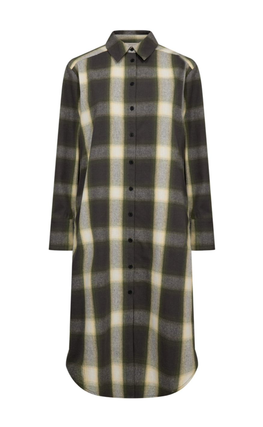 Freequent Kjole - Erino - Dark Grey Mel w. Calliste Green