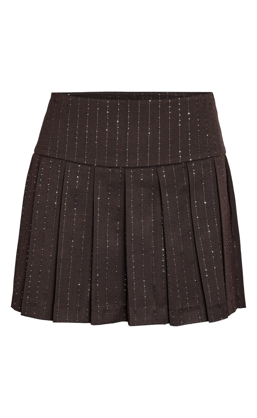 Noisy May Skjørt - Celia Rhistine - Chocolate Brown/Sequin Pinstripe
