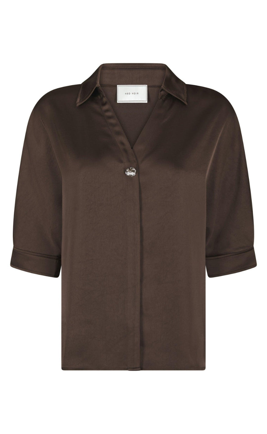 Neo Noir Skjorte - Carm Heavy Sateen - Dark Brown