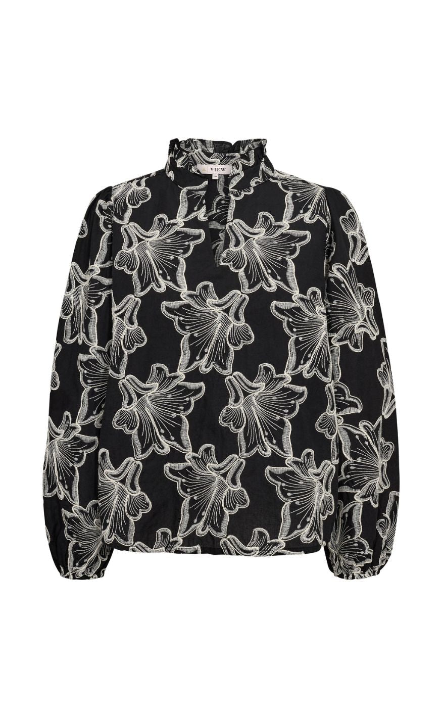 A-View Bluse - Grete - Black/Off White