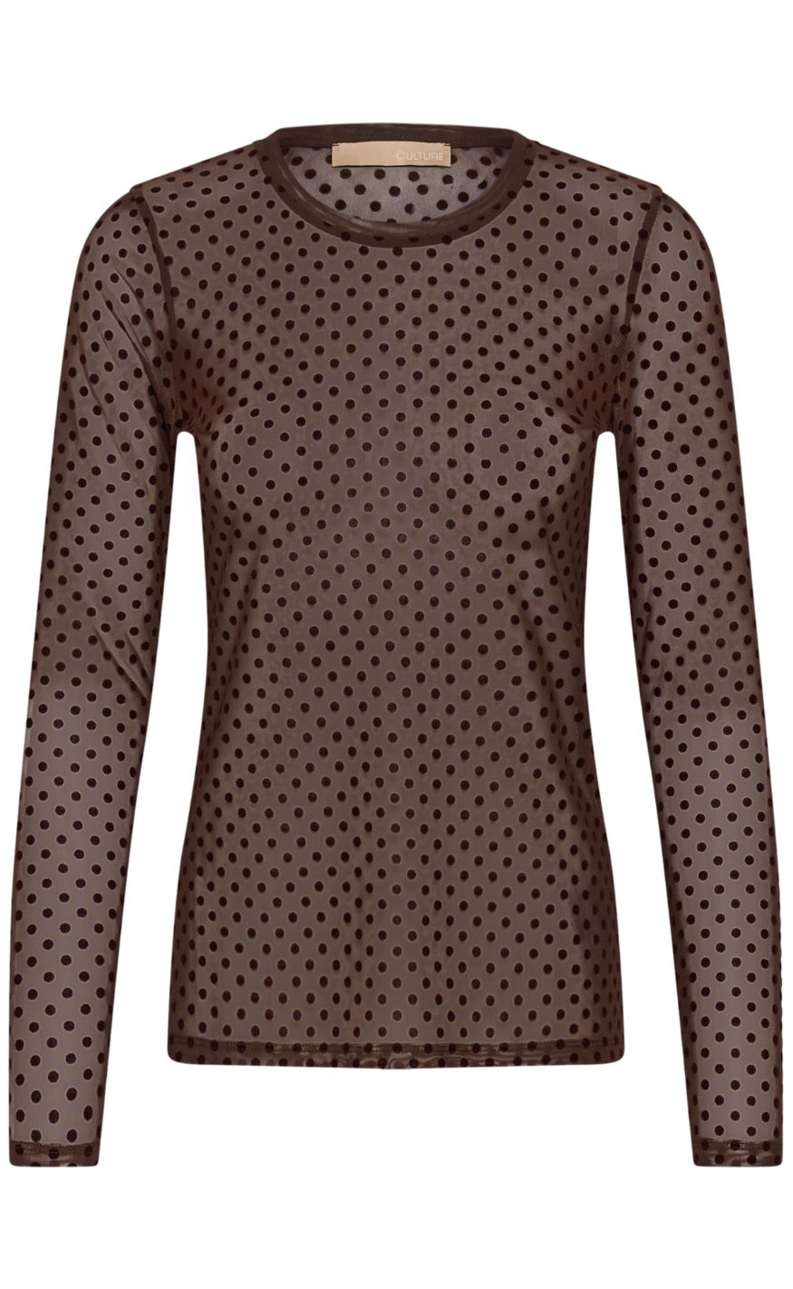 Culture Bluse - Laya Mesh - Brown Dot