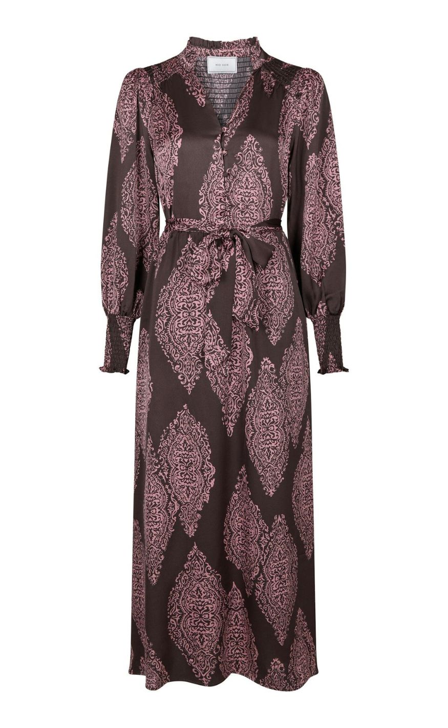 Neo Noir Kjole - Novalee Paisley Drop - Dark Brown/Evening Rose