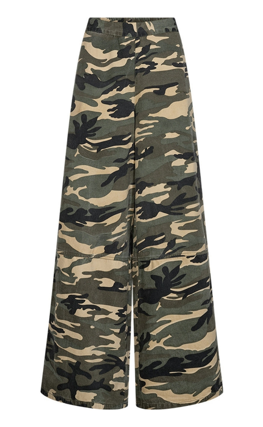 Depeche Bukser - Lauren Loose - Khaki Printed