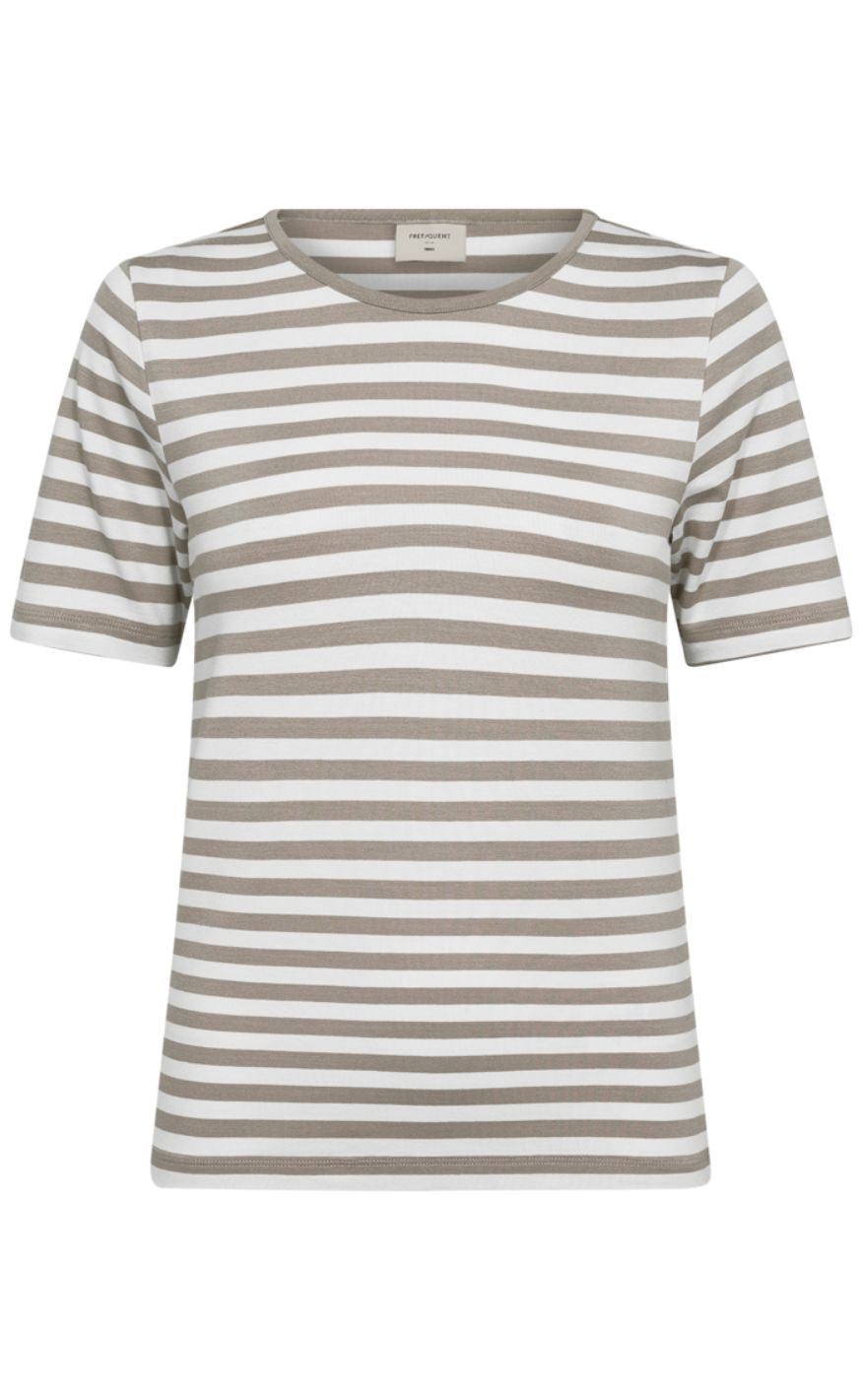 Freequent T-shirt - Liana - Simply Taupe w. Star Off-white