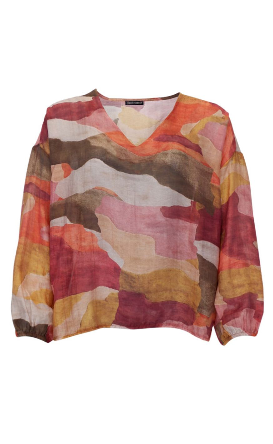 Black Colour Bluse - Zella Sheer - Burnt Wine