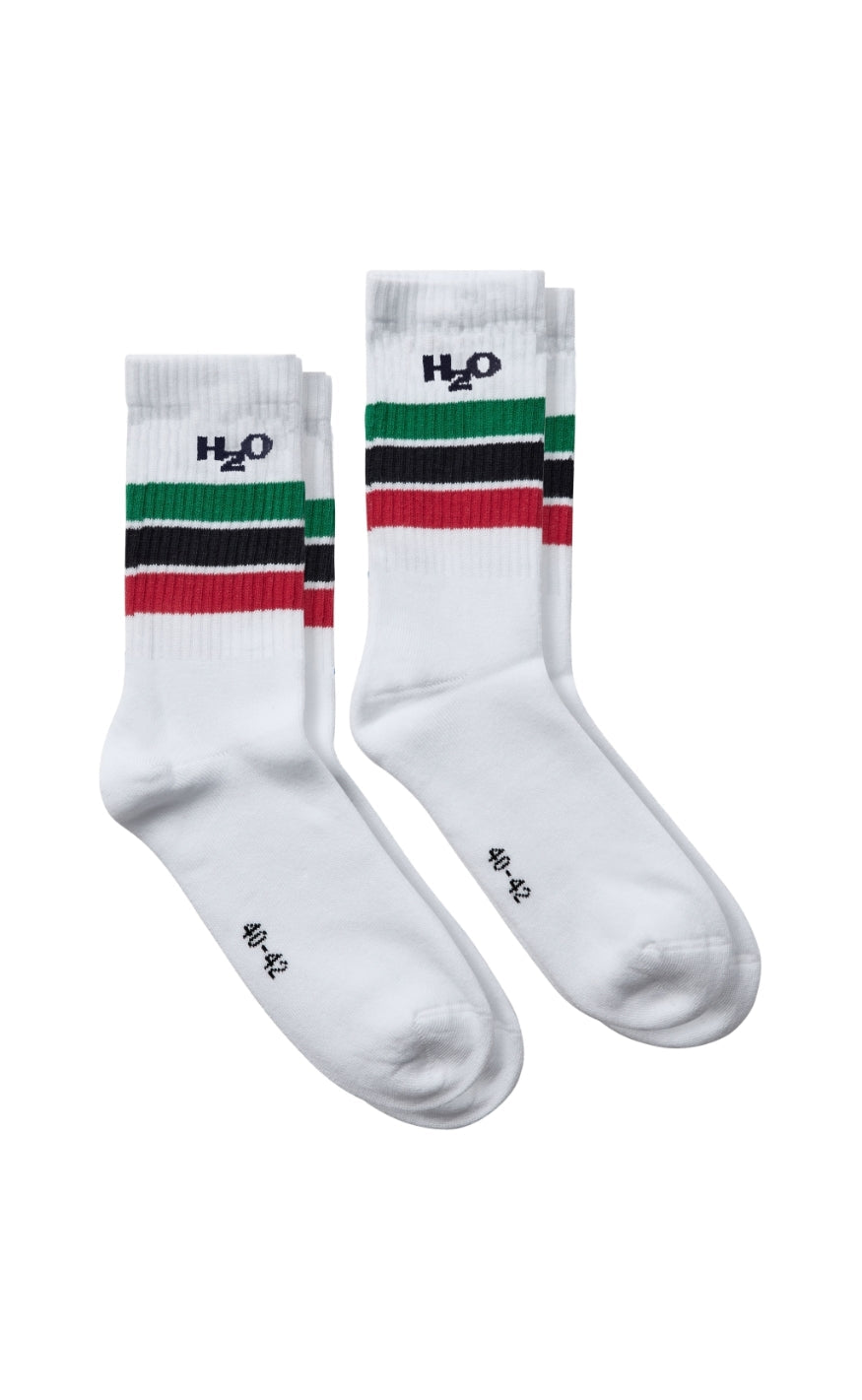 H2O Strømper - Classic Sock 2-pack - White/Green/Red