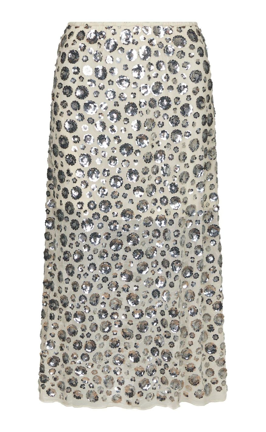 Neo Noir Skjørt - Gilla Flower Sequins - Creme