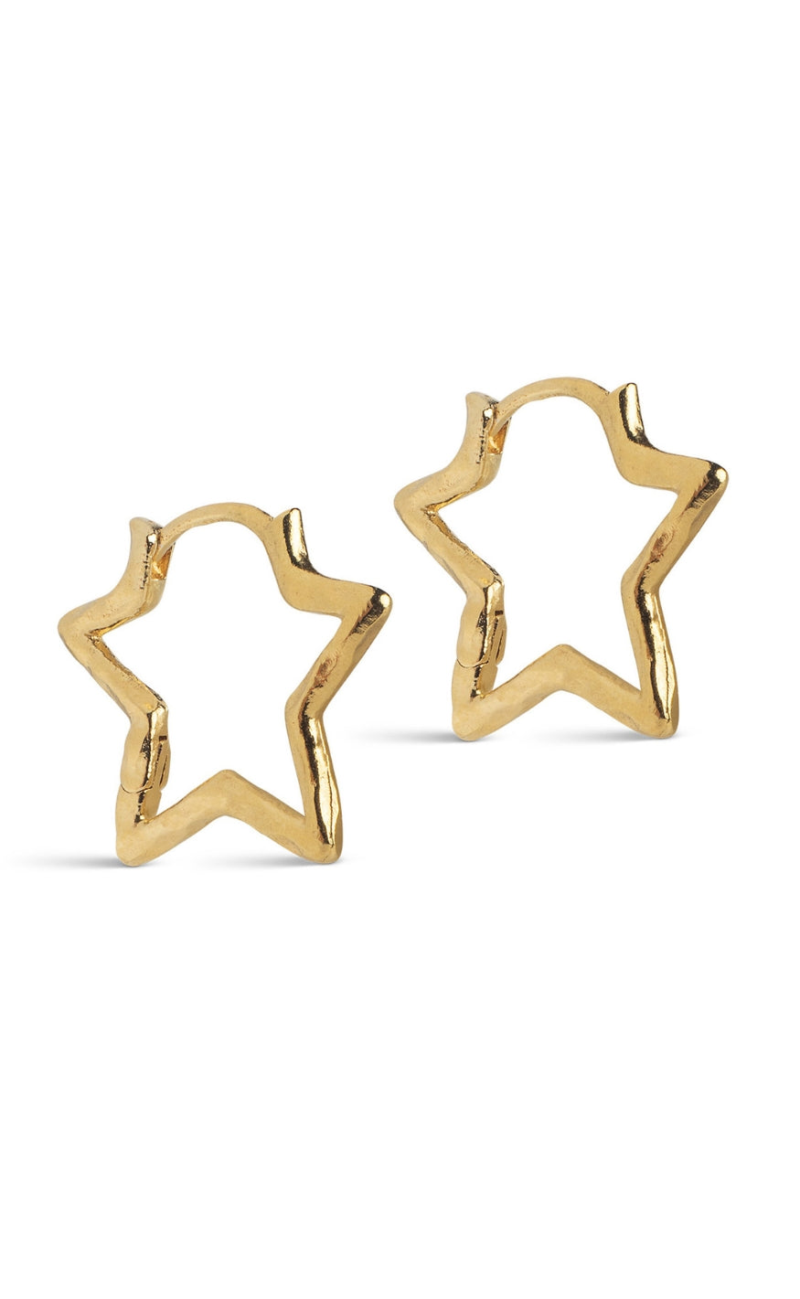 ENAMEL Copenhagen Øreringer - Organic Star Medium Hoops - Gold Colour