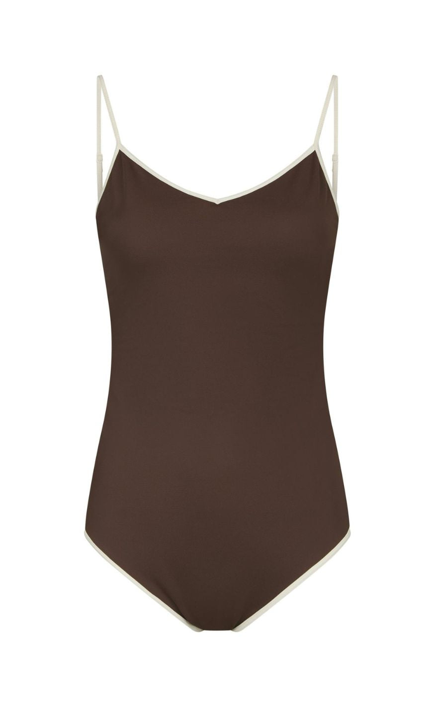 Neo Noir Badedrakt - Felice Solid - Dark Brown/Creme