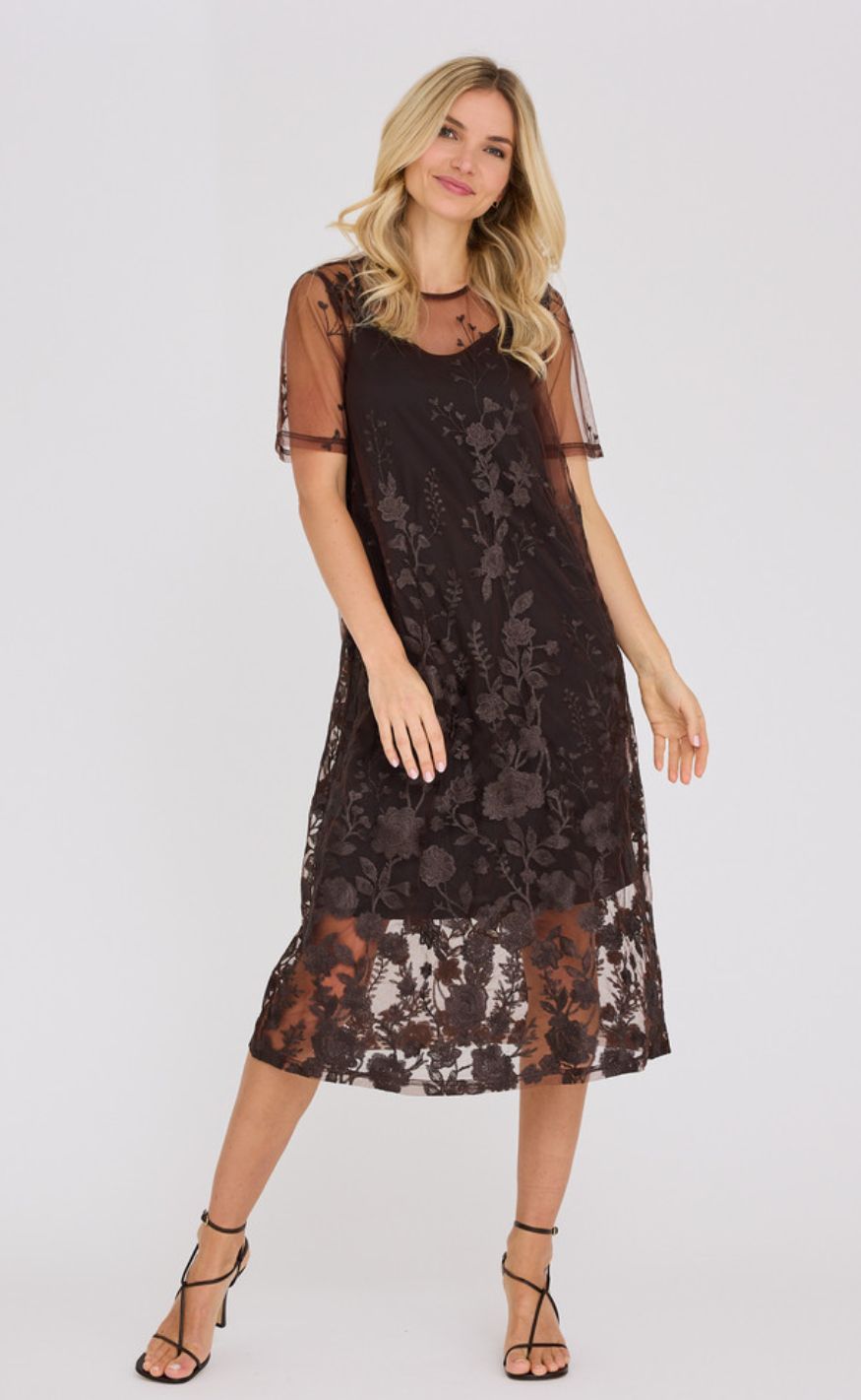 A-View Kjole - Fuchsia Midi - Dark Brown
