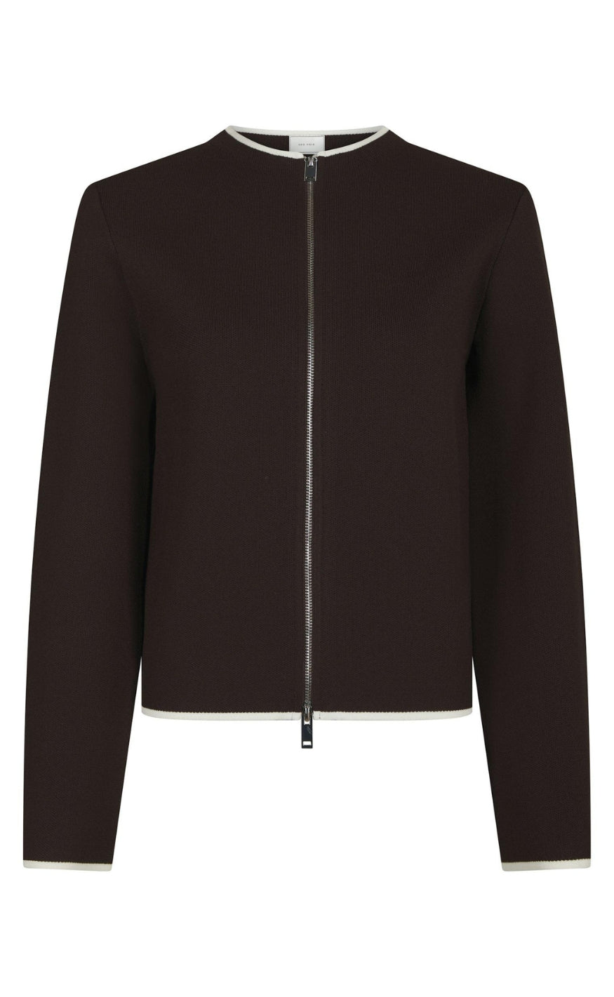 Neo Noir Genser - Quiana Zip - Dark Brown