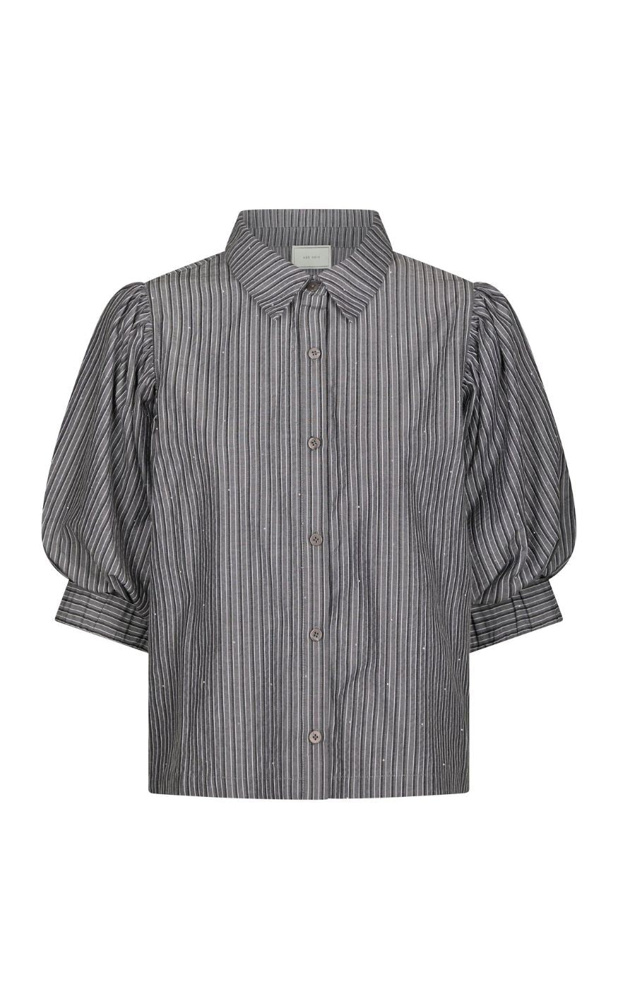 Neo Noir Skjorte - Etta Stripe B - Dark Grey