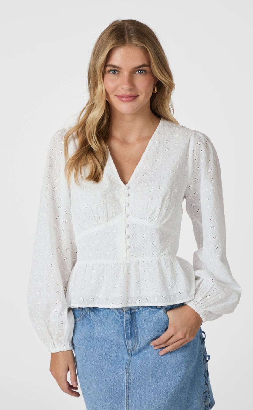 Neo Noir Bluse - Neroni Embroidery - White
