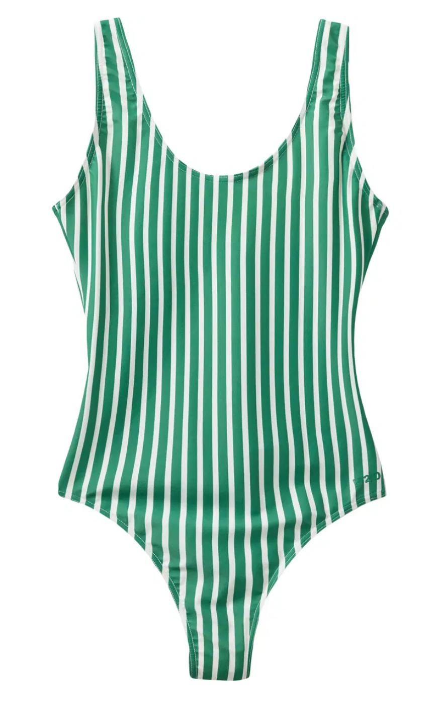 H2O Badedrakt - Stripe Swim - Posy Green