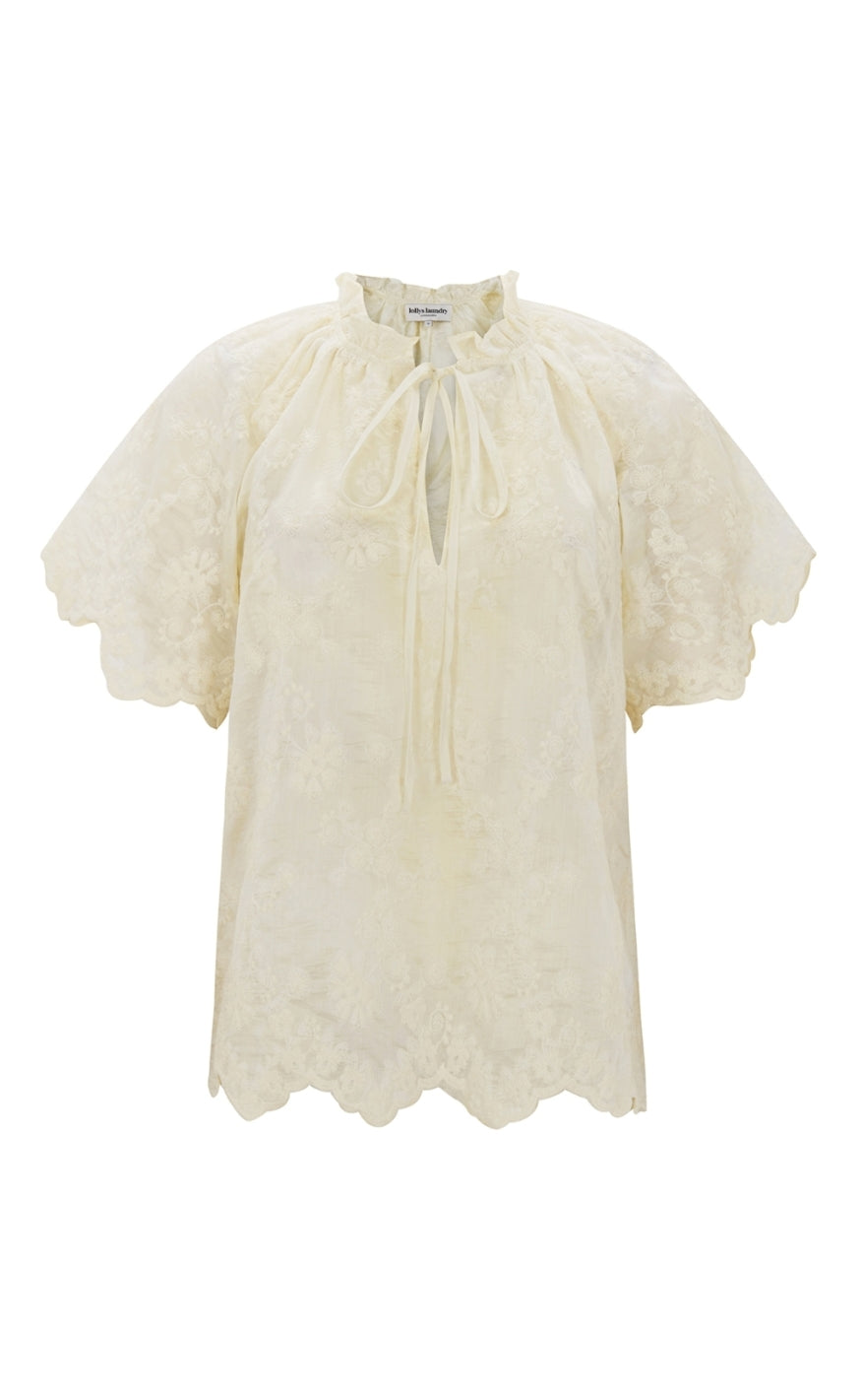 Lollys Laundry Bluse - Kali SS - 02 Creme