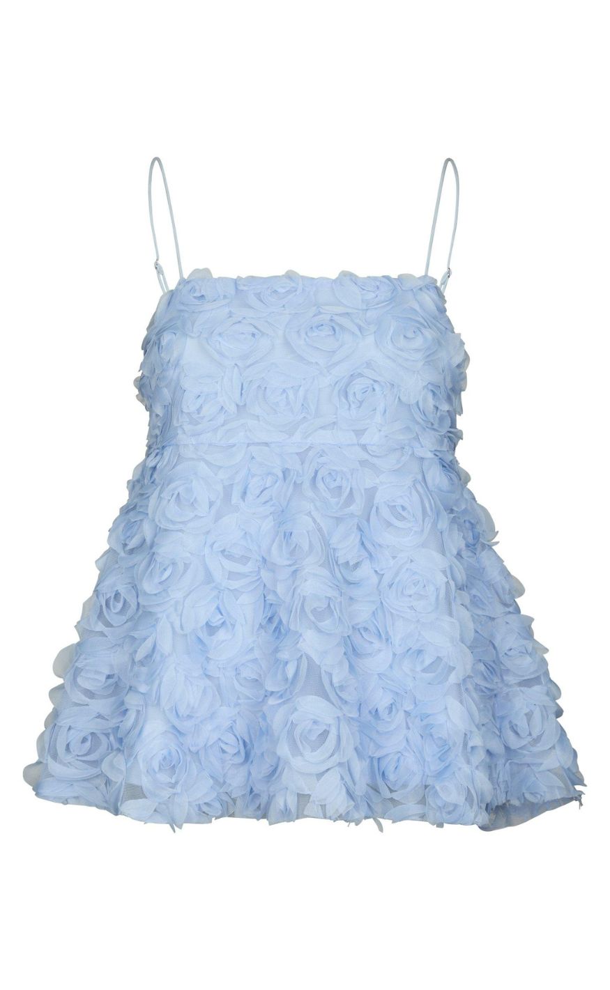 Neo Noir Topp - Kenli Flower - Light Blue