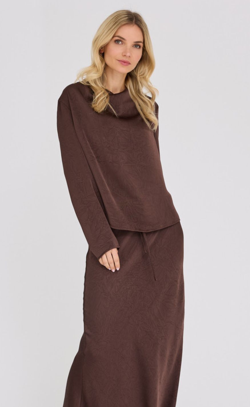A-View Bluse - Sinda Drape - Dark Brown