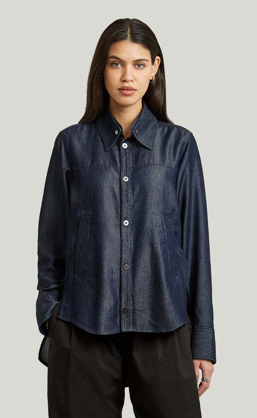 G-STAR Skjorte - Step Hem Pocket Wmn - Rinsed
