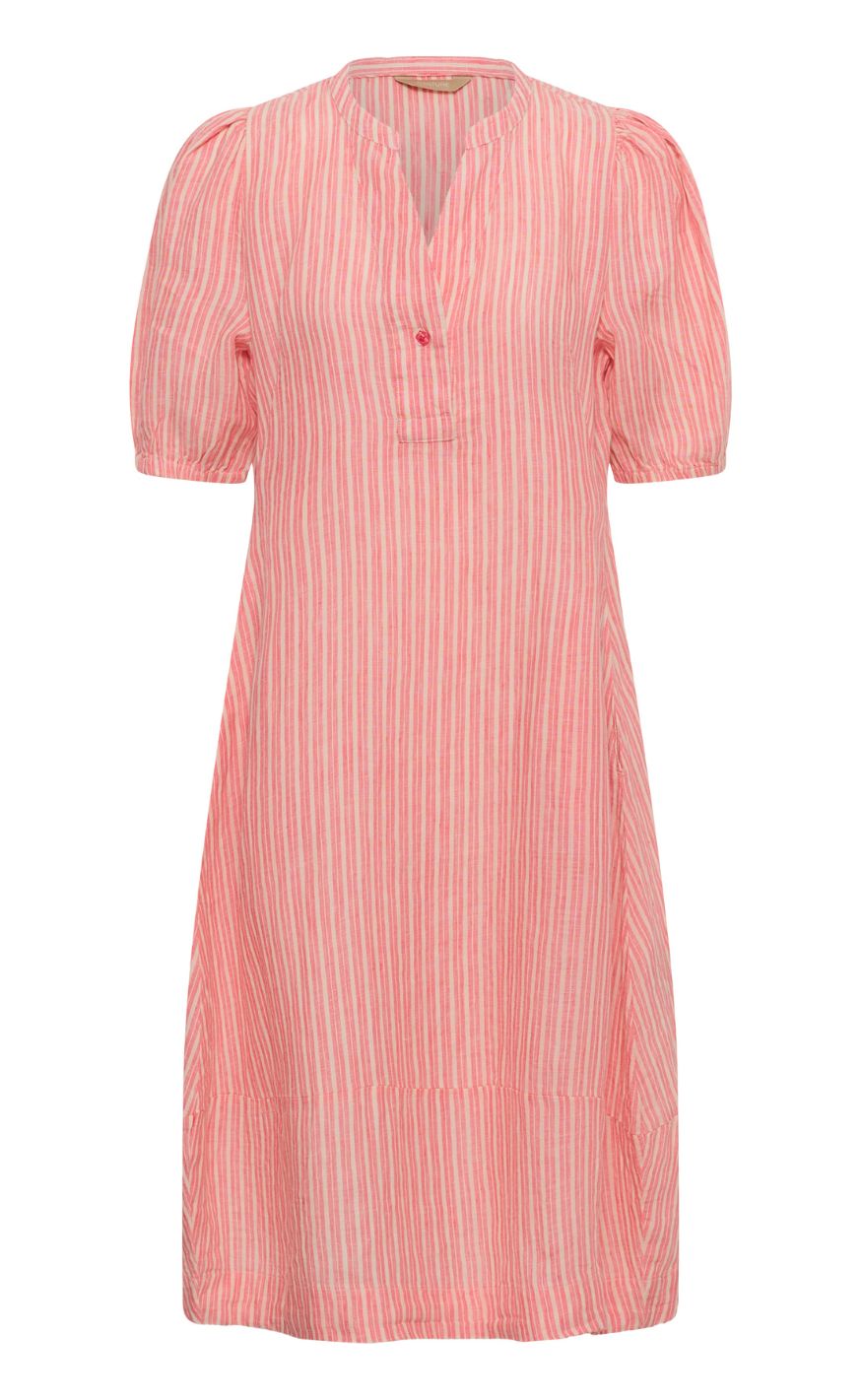 Culture Kjole - Aniela Molly SS - Sugar Coral/Whitecap Stripe