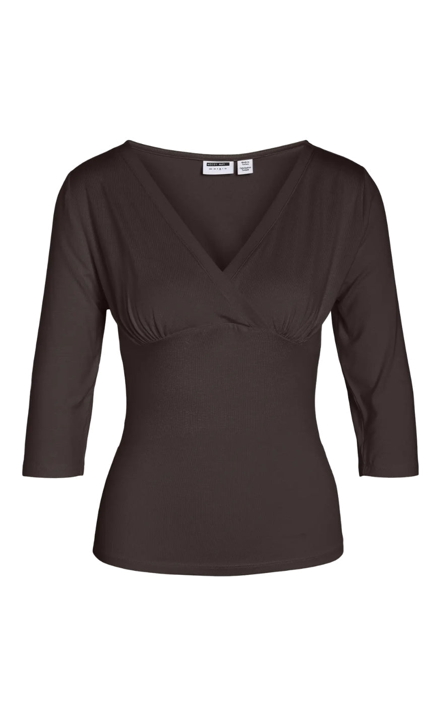 Noisy May Topp - June 3/4 V-Neck - Coffee Bean